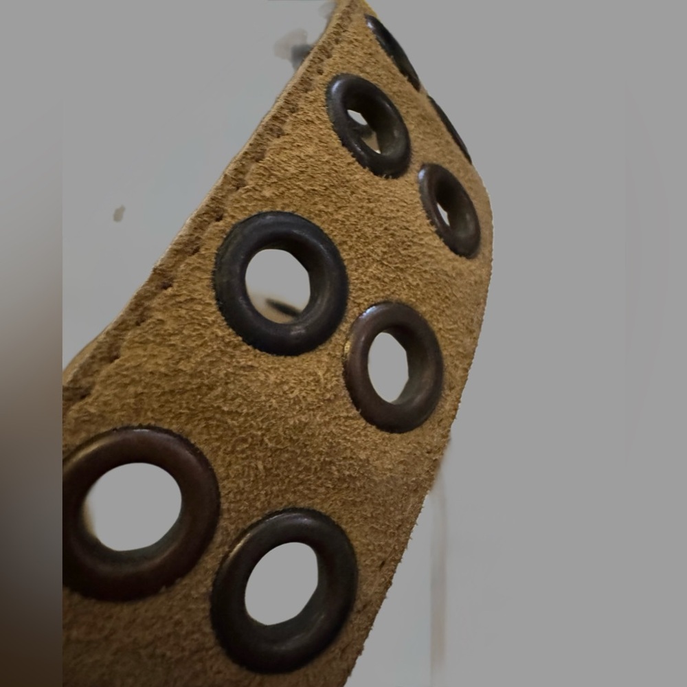 Tan Suede Belt with Black Grommets